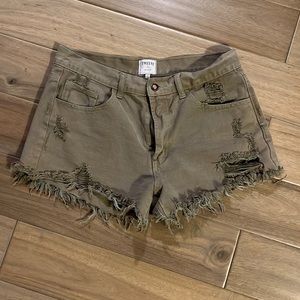 twelve by antwelfth army green cutoff shorts